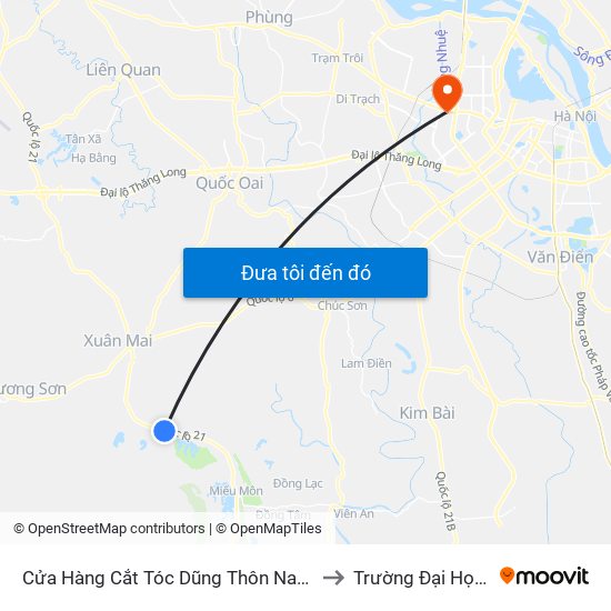 Cửa Hàng Cắt Tóc Dũng Thôn Nam Sơn - Đường Hồ Chí Minh to Trường Đại Học Thương Mại map