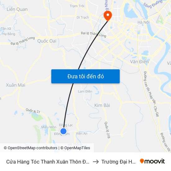 Cửa Hàng Tóc Thanh Xuân Thôn Đồng Mít, Đồng Tâm - Tỉnh Lộ 429 to Trường Đại Học Thương Mại map