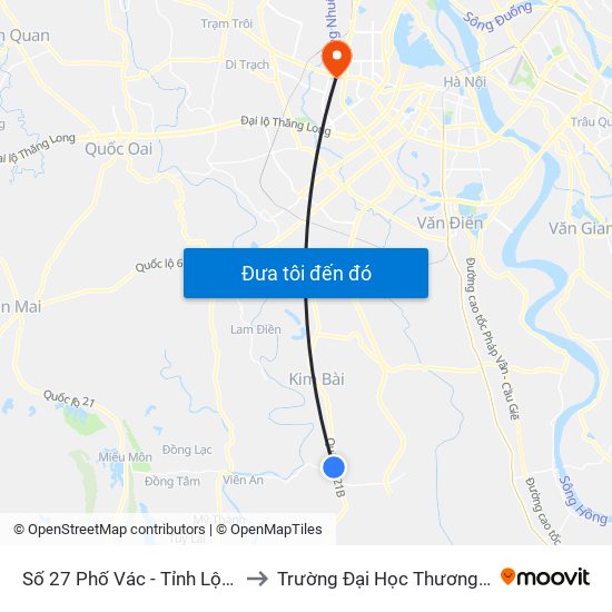 Số 27 Phố Vác - Tỉnh Lộ 429 to Trường Đại Học Thương Mại map