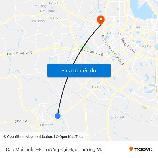 Cầu Mai Lĩnh to Trường Đại Học Thương Mại map