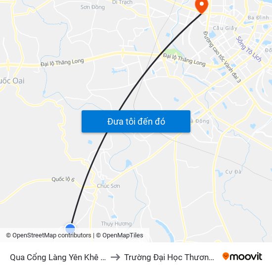 Qua Cổng Làng Yên Khê 50m to Trường Đại Học Thương Mại map