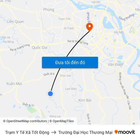 Trạm Y Tế Xã Tốt Động to Trường Đại Học Thương Mại map