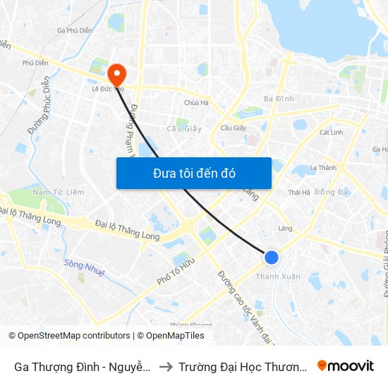 Ga Thượng Đình - Nguyễn Trãi to Trường Đại Học Thương Mại map