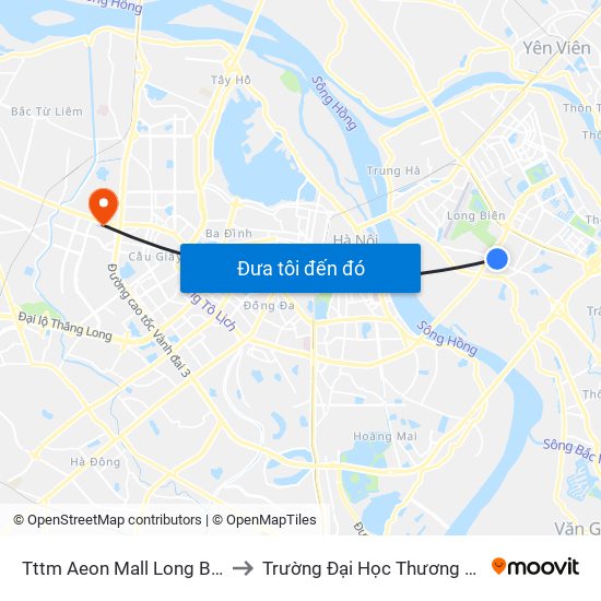 Tttm Aeon Mall Long Biên to Trường Đại Học Thương Mại map