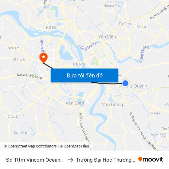 Đd Tttm Vincom Oceanpark to Trường Đại Học Thương Mại map