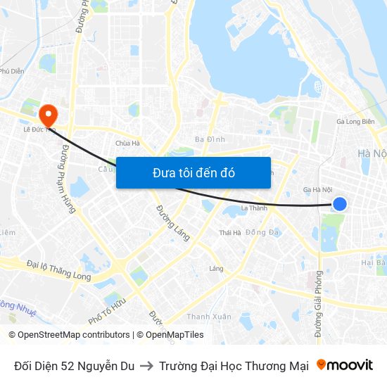 Đối Diện 52 Nguyễn Du to Trường Đại Học Thương Mại map