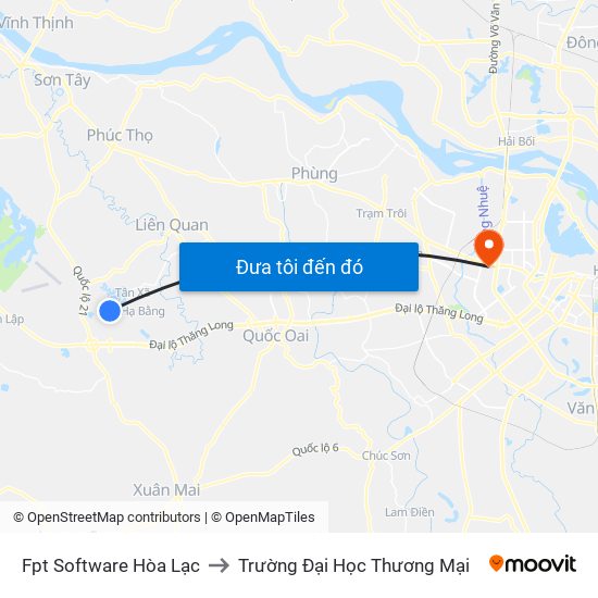 Fpt Software Hòa Lạc to Trường Đại Học Thương Mại map