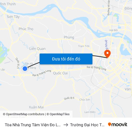 Tòa Nhà Trung Tâm Viện  Đo Lường Việt Nam to Trường Đại Học Thương Mại map