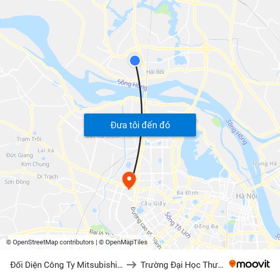 Đối Diện Công Ty Mitsubishi Việt Nam to Trường Đại Học Thương Mại map