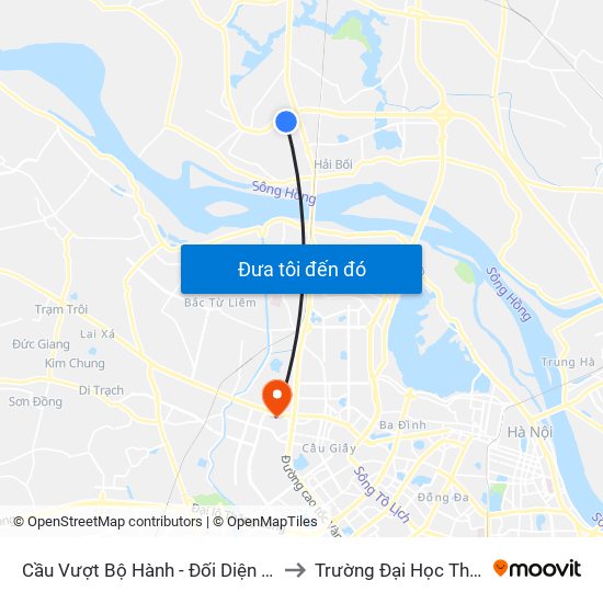 Cầu Vượt Bộ Hành - Đối Diện Công Ty Sato to Trường Đại Học Thương Mại map