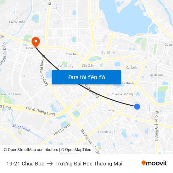 19-21 Chùa Bộc to Trường Đại Học Thương Mại map