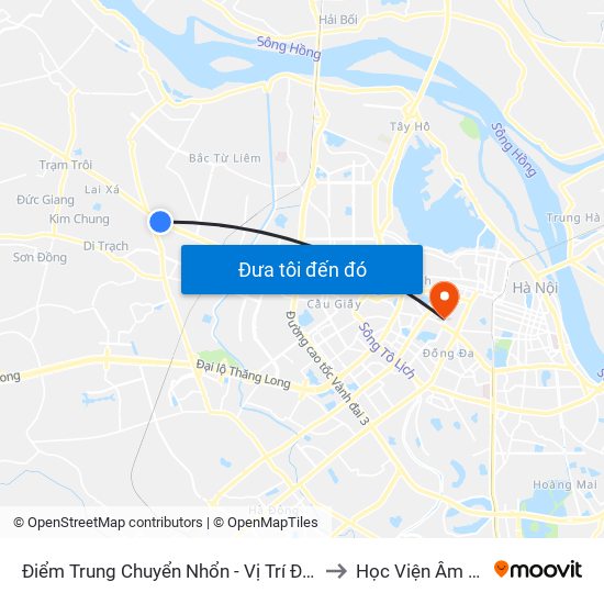 Điểm Trung Chuyển Nhổn - Vị Trí Đỗ Tuyến 20, 29, 32 (Chiều Sơn Tây - Hà Nội)- Đường 32 to Học Viện Âm Nhạc Quốc Gia Việt Nam map