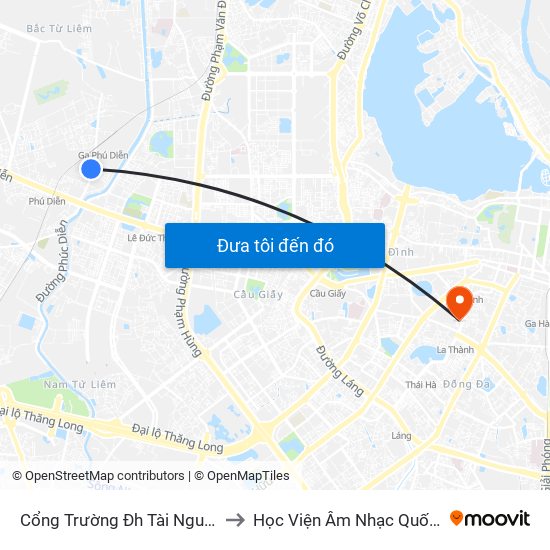 Cổng Trường Đh Tài Nguyên Môi Trường to Học Viện Âm Nhạc Quốc Gia Việt Nam map