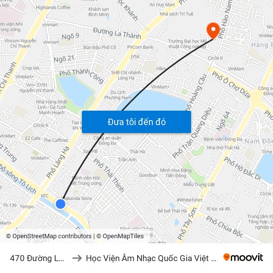 470 Đường Láng to Học Viện Âm Nhạc Quốc Gia Việt Nam map