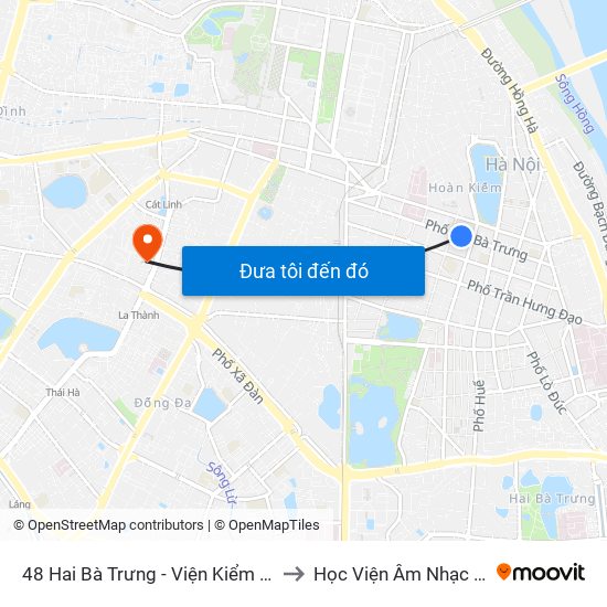 48 Hai Bà Trưng - Viện Kiểm Nghiệm Thuốc Trung Ương to Học Viện Âm Nhạc Quốc Gia Việt Nam map