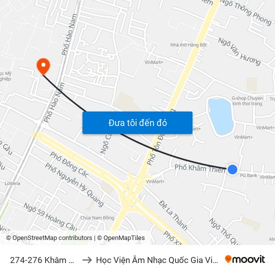 274-276 Khâm Thiên to Học Viện Âm Nhạc Quốc Gia Việt Nam map