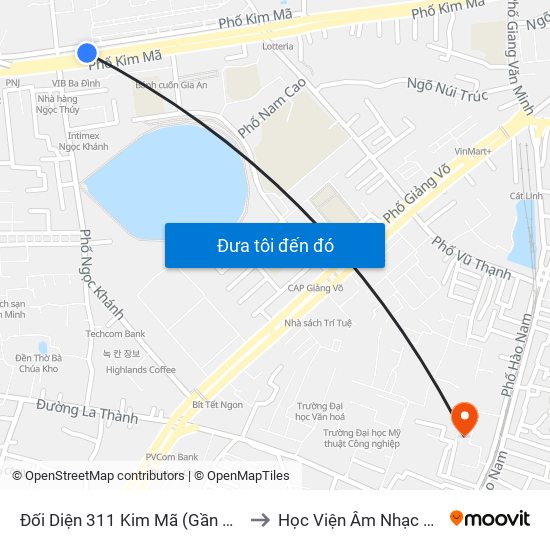 Đối Diện 311 Kim Mã (Gần Ngã 4 Kim Mã - Vạn Bảo) to Học Viện Âm Nhạc Quốc Gia Việt Nam map