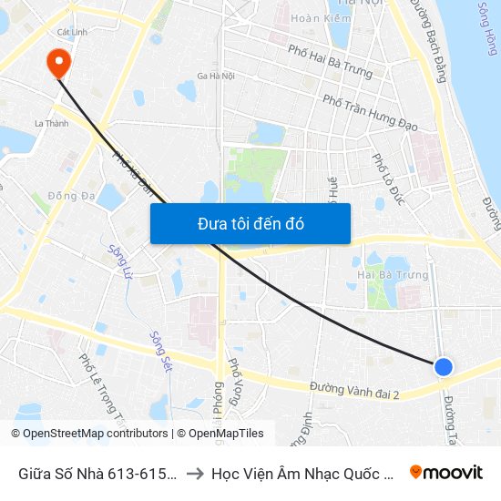 Giữa Số Nhà 613-615 Kim Ngưu to Học Viện Âm Nhạc Quốc Gia Việt Nam map