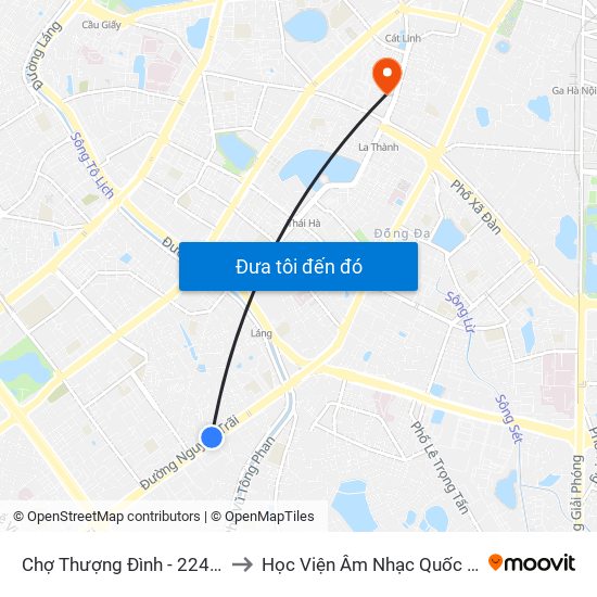 Chợ Thượng Đình - 224 Nguyễn Trãi to Học Viện Âm Nhạc Quốc Gia Việt Nam map