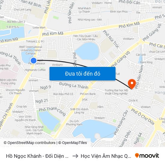 Hồ Ngọc Khánh - Đối Diện 37 Nguyễn Chí Thanh to Học Viện Âm Nhạc Quốc Gia Việt Nam map