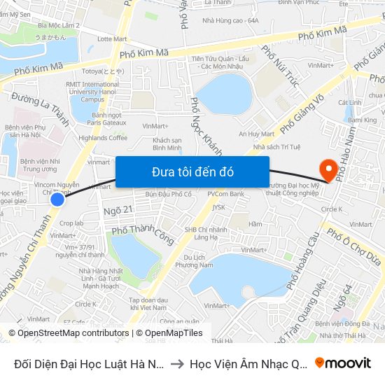 Đối Diện Đại Học Luật Hà Nội - Nguyễn Chí Thanh to Học Viện Âm Nhạc Quốc Gia Việt Nam map