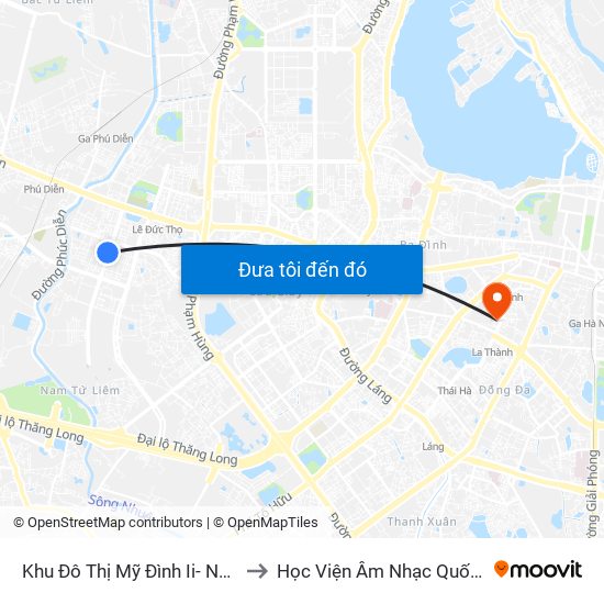 Khu Đô Thị Mỹ Đình Ii- Nguyễn Cơ Thạch to Học Viện Âm Nhạc Quốc Gia Việt Nam map