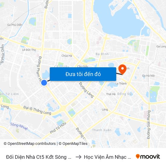 Đối Diện Nhà Ct5 Kđt Sông Đà Mỹ Đình - Phạm Hùng to Học Viện Âm Nhạc Quốc Gia Việt Nam map