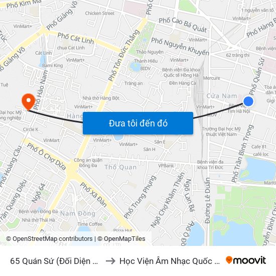 65 Quán Sứ (Đối Diện 80 Quán Sứ) to Học Viện Âm Nhạc Quốc Gia Việt Nam map