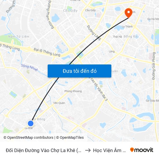 Đối Diện Đường Vào Chợ La Khê (Qua Ga Metro La Khê) - 405 Quang Trung (Hà Đông) to Học Viện Âm Nhạc Quốc Gia Việt Nam map