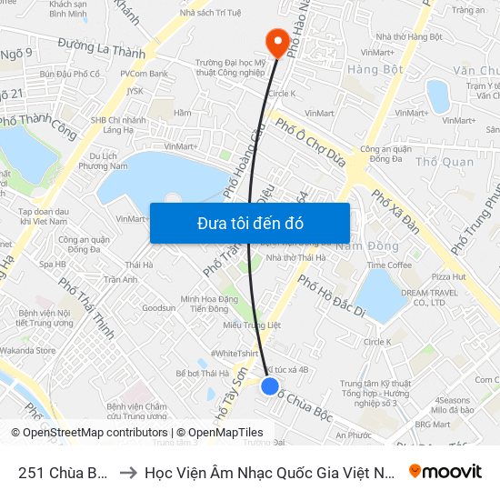 251 Chùa Bộc to Học Viện Âm Nhạc Quốc Gia Việt Nam map