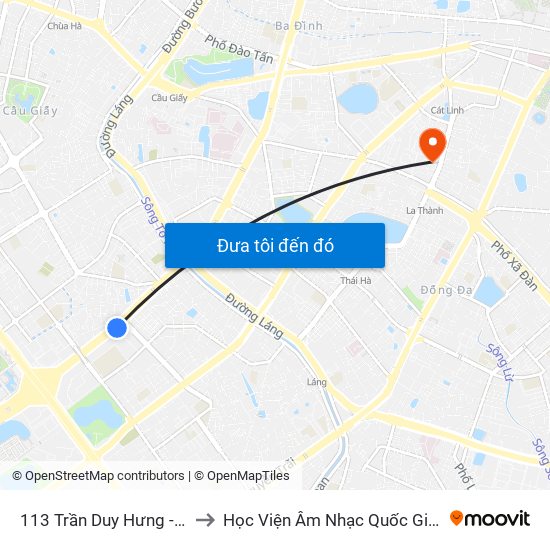 113 Trần Duy Hưng - Bộ Khcn to Học Viện Âm Nhạc Quốc Gia Việt Nam map