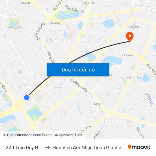 220 Trần Duy Hưng to Học Viện Âm Nhạc Quốc Gia Việt Nam map