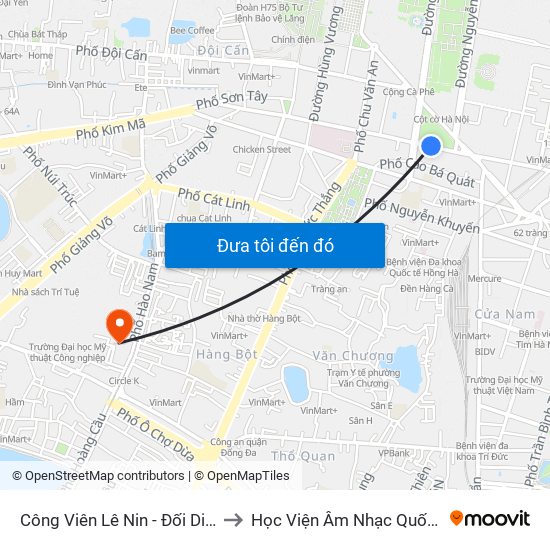 Công Viên Lê Nin - Đối Diện 35 Trần Phú to Học Viện Âm Nhạc Quốc Gia Việt Nam map