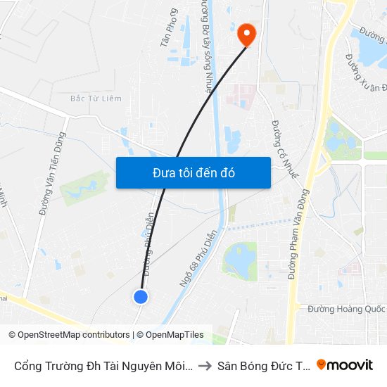 Cổng Trường Đh Tài Nguyên Môi Trường to Sân Bóng Đức Thắng map