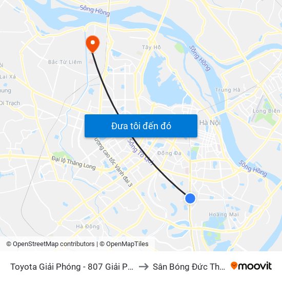 Toyota Giải Phóng - 807 Giải Phóng to Sân Bóng Đức Thắng map