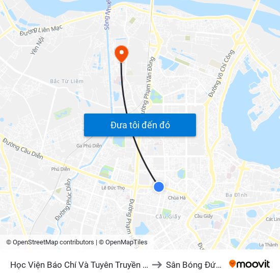 Học Viện Báo Chí Và Tuyên Truyền - 36 Xuân Thủy to Sân Bóng Đức Thắng map