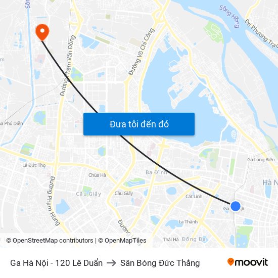 Ga Hà Nội - 120 Lê Duẩn to Sân Bóng Đức Thắng map