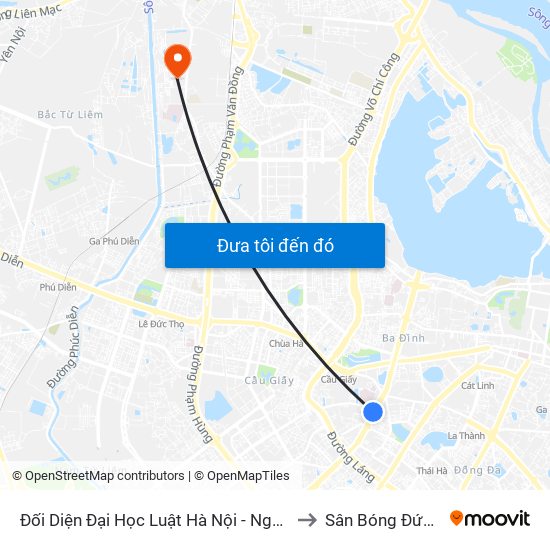 Đối Diện Đại Học Luật Hà Nội - Nguyễn Chí Thanh to Sân Bóng Đức Thắng map