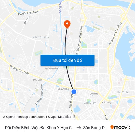 Nhà Máy Nước Mai Dịch - Phạm Hùng to Sân Bóng Đức Thắng map