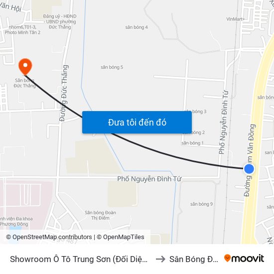 Showroom Ô Tô Trung Sơn (Đối Diện 315 Phạm Văn Đồng) to Sân Bóng Đức Thắng map