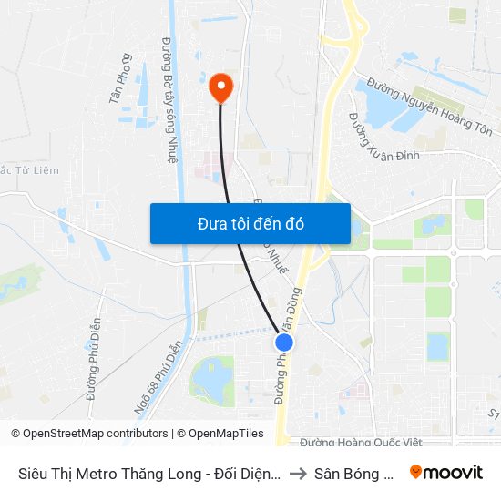 Siêu Thị Metro Thăng Long - Đối Diện Ngõ 599 Phạm Văn Đồng to Sân Bóng Đức Thắng map