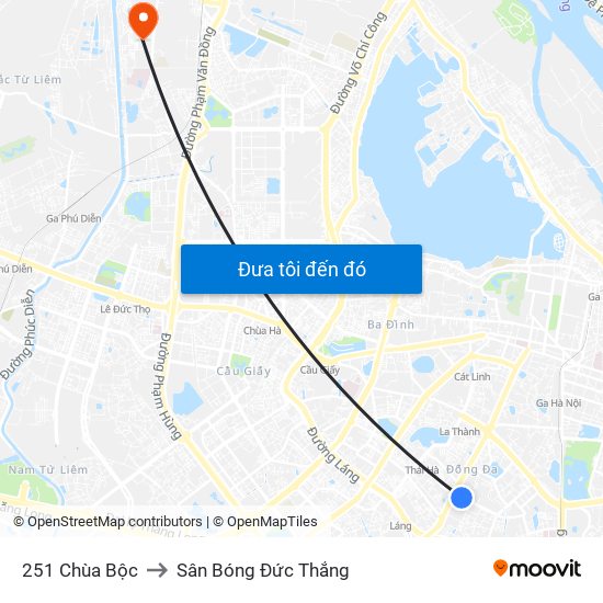 251 Chùa Bộc to Sân Bóng Đức Thắng map