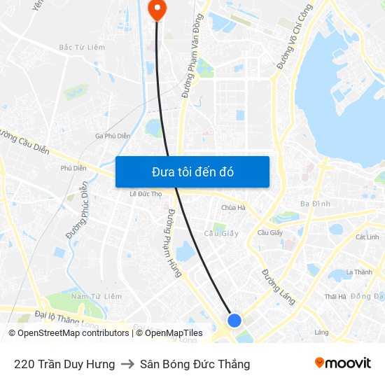 220 Trần Duy Hưng to Sân Bóng Đức Thắng map