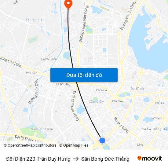 Đối Diện 220 Trần Duy Hưng to Sân Bóng Đức Thắng map