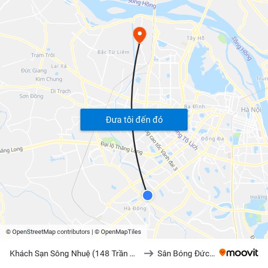 Khách Sạn Sông Nhuệ (148 Trần Phú- Hà Đông) to Sân Bóng Đức Thắng map