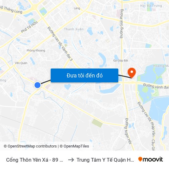 Cổng Thôn Yên Xá - 89 Cầu Bươu to Trung Tâm Y Tế Quận Hoàng Mai map