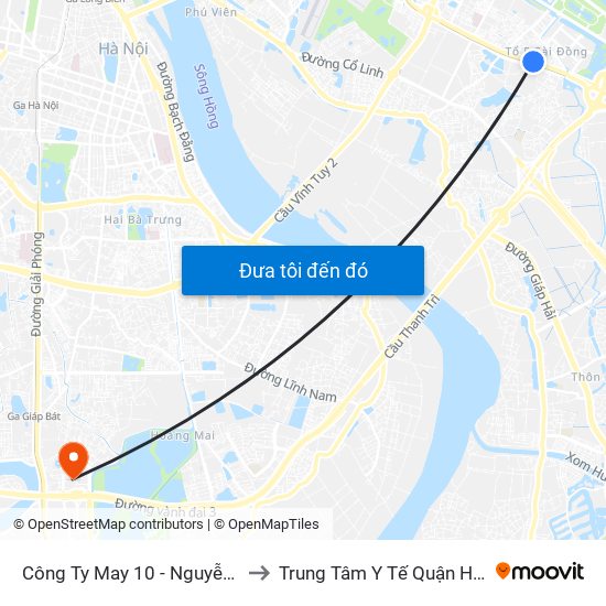 Công Ty May 10 - Nguyễn Văn Linh to Trung Tâm Y Tế Quận Hoàng Mai map