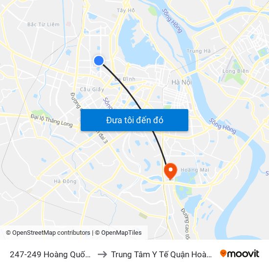 247-249 Hoàng Quốc Việt to Trung Tâm Y Tế Quận Hoàng Mai map