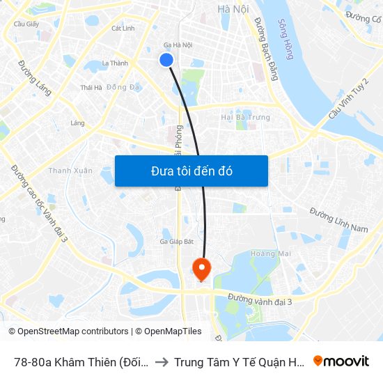 44-46 Khâm Thiên to Trung Tâm Y Tế Quận Hoàng Mai map