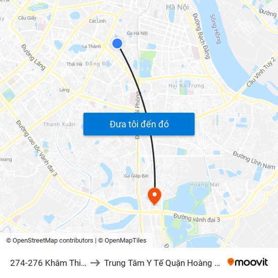 274-276 Khâm Thiên to Trung Tâm Y Tế Quận Hoàng Mai map